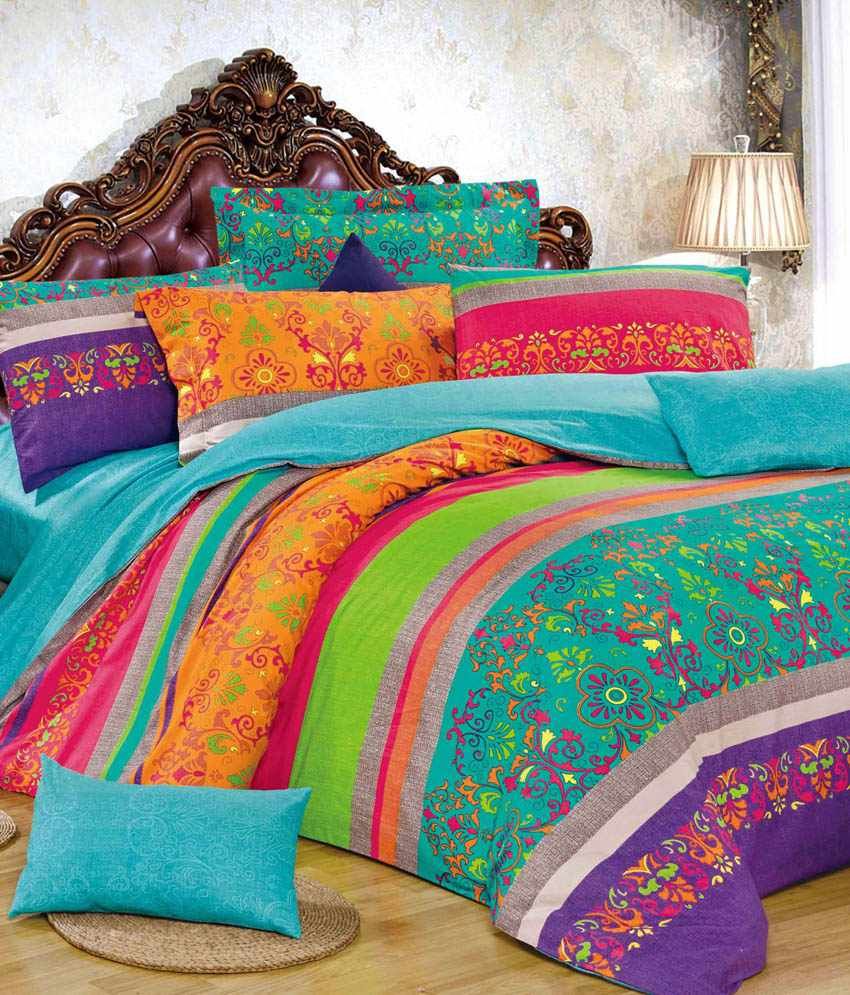 Fresca Home Basics Abstract Print Cotton Double Bed King Size Bedsheet