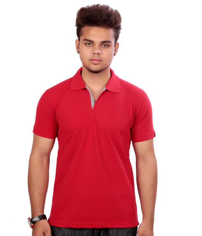 Kishore Garments Red Cotton Basics Polo T-shirt - Buy Kishore Garments ...