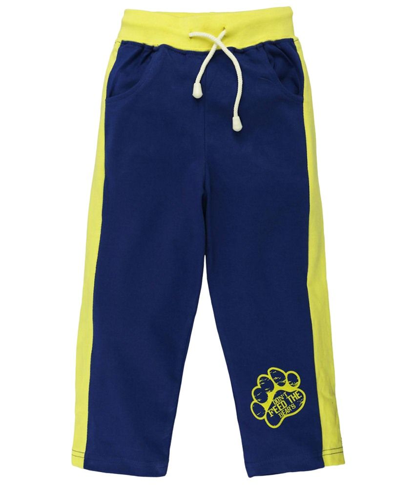 blue and yellow track pants