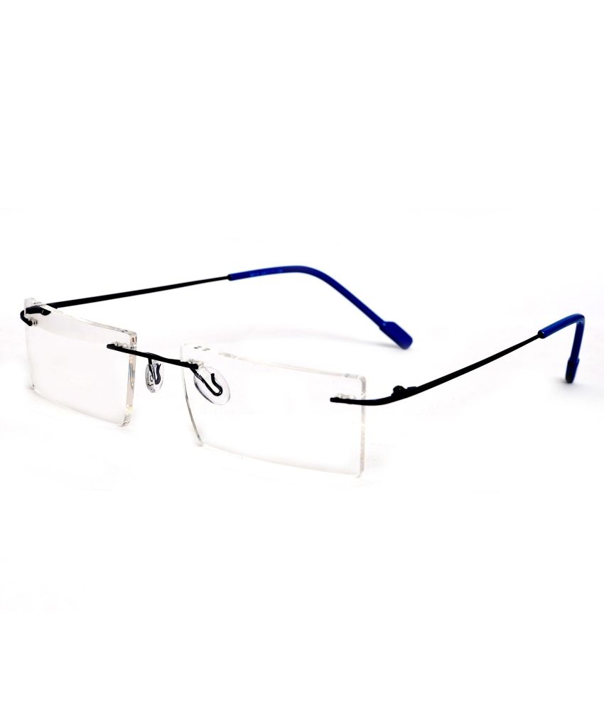 Redex Blue Rectangle Rimless Eyeglasses SDL662743023 1 2c374