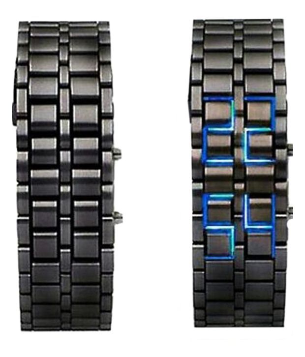 smc black digital led watch