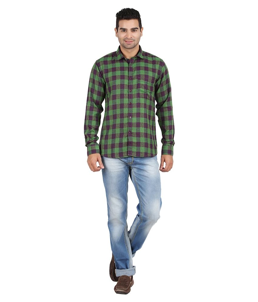 dark green checks shirt