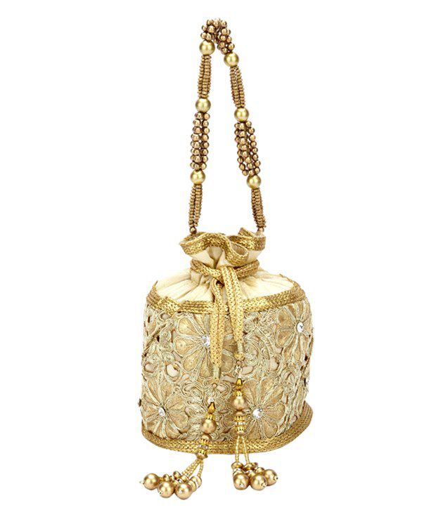 Buy Fadanli Collection Golden Designer Potli Bag at Best Prices in ...