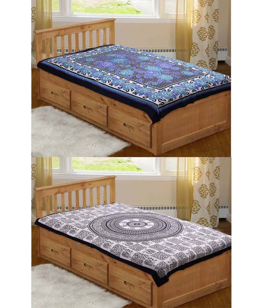 Rangasthali Rajasthani Elephant and Multi Colour Floral Print 2 Single