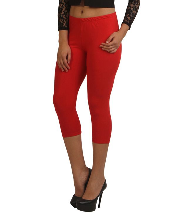 Buy French Trendz Red Cotton Lycra Capris Online at Best Prices in ...