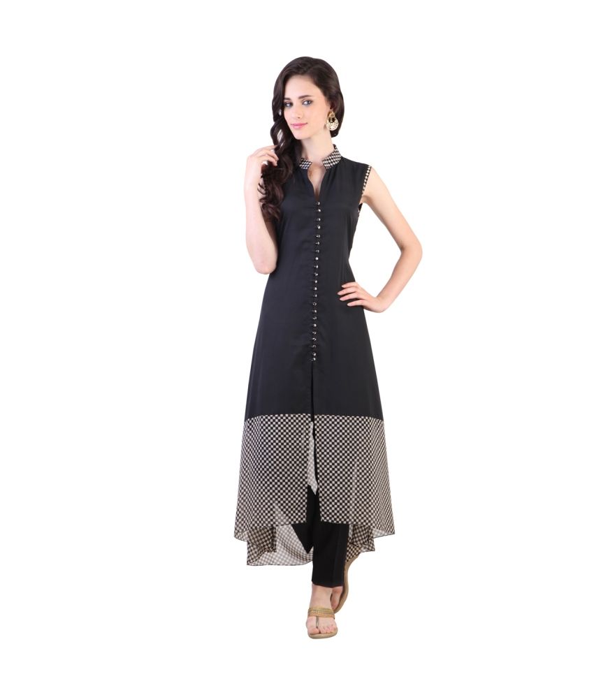 Libas Black Pure Crepe Kurti - Buy Libas Black Pure Crepe Kurti Online ...