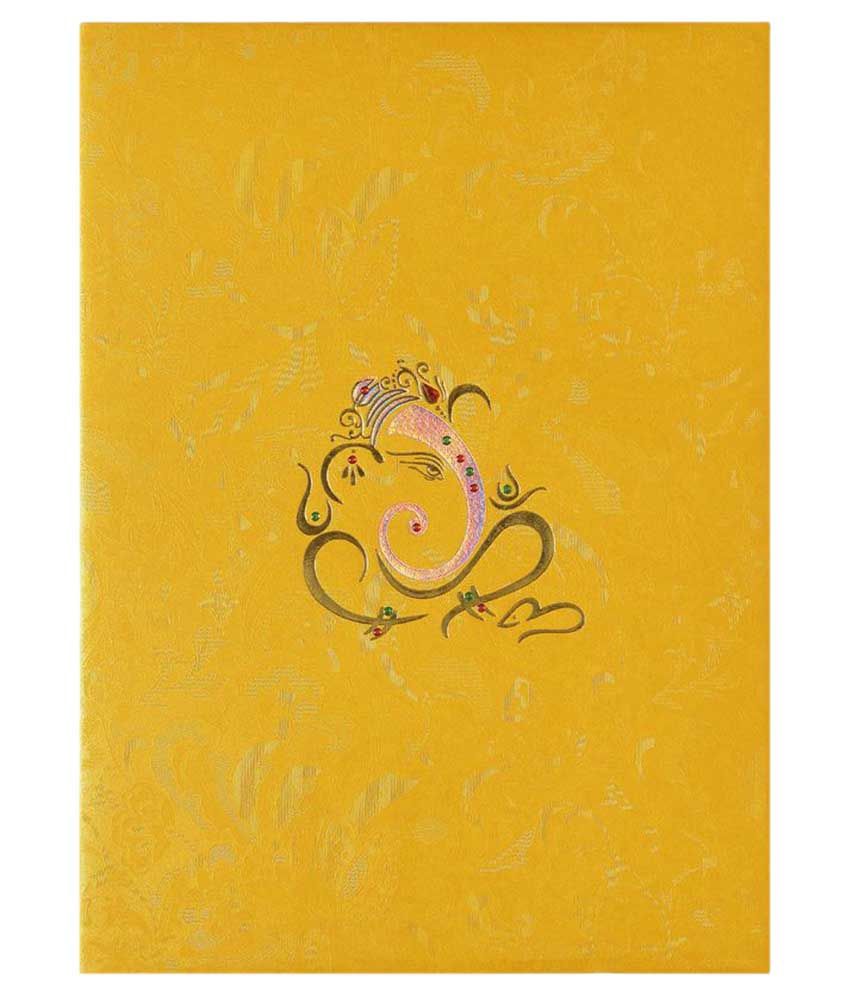 Nakoda Cards Golden Ganesha On Auspicious Yellow Invitation Card - Pack Of  100: Buy Online at Best Price in India - Snapdeal