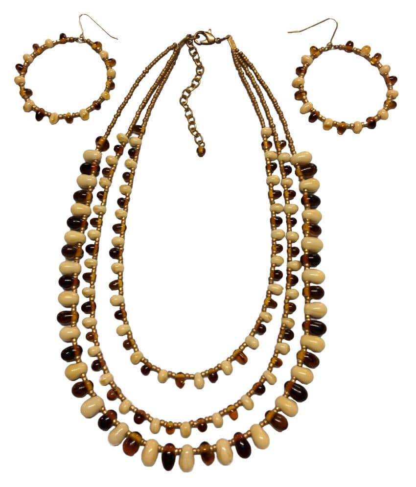 Treasure World Topaz and Ivory Tear Drop Three Line Fall