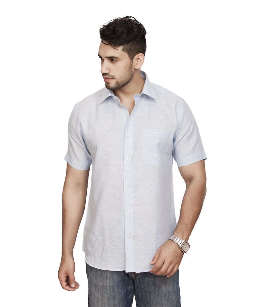 All Seasons Alice Blue Linen Slim Fit Casuals Shirt - Buy All Seasons ...