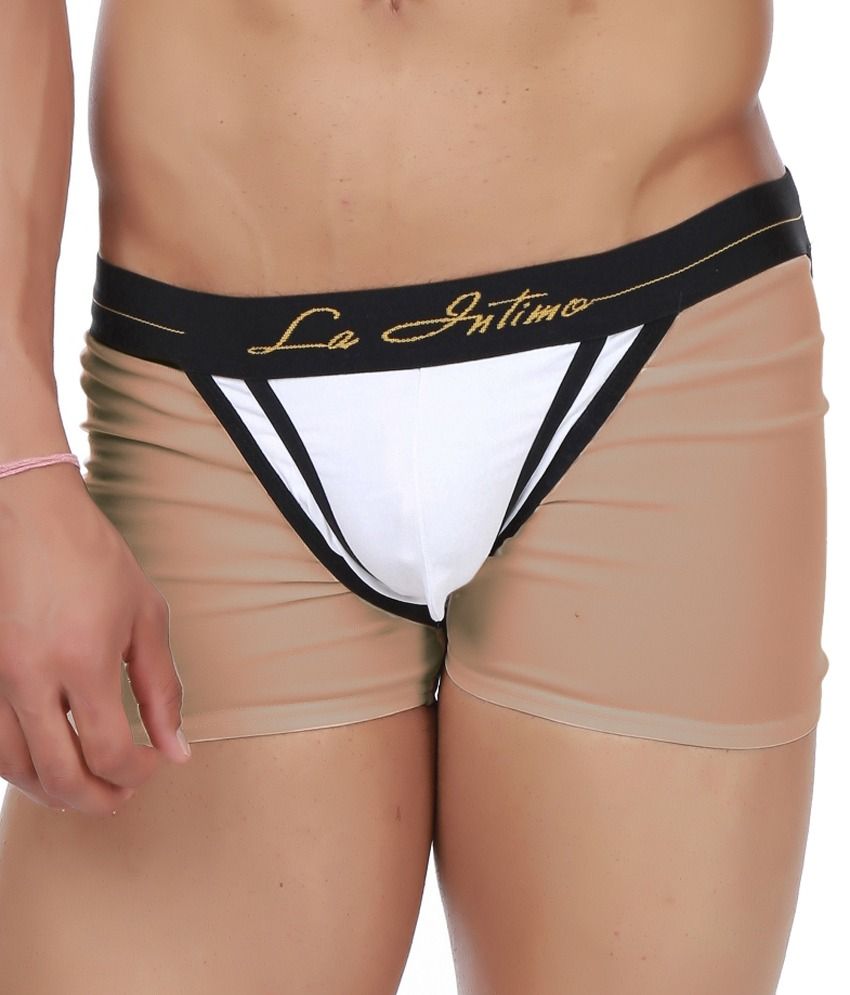     			La Intimo Cotton Men's Thongs ( White )