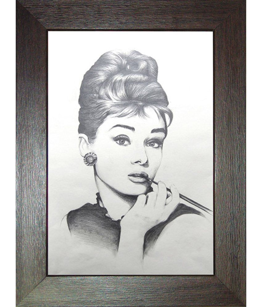 Peridot Pencil Sketch Women Painting With Frame Buy Peridot Pencil 