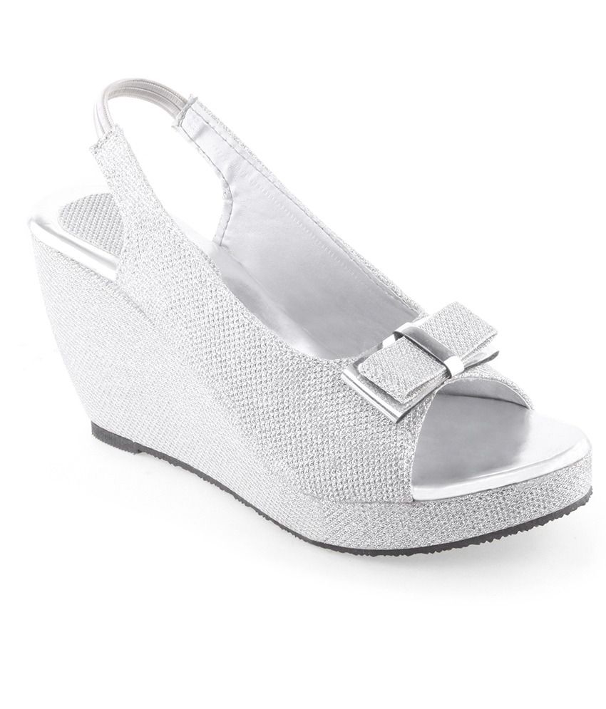     			Shoe Lab Silver Wedges Heels