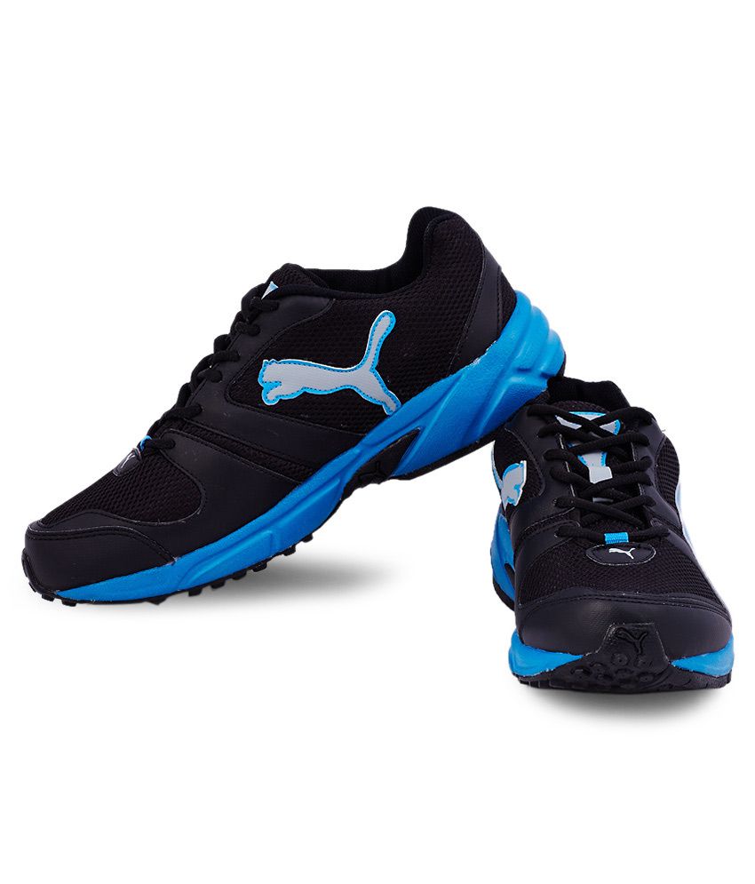 black and blue puma shoes