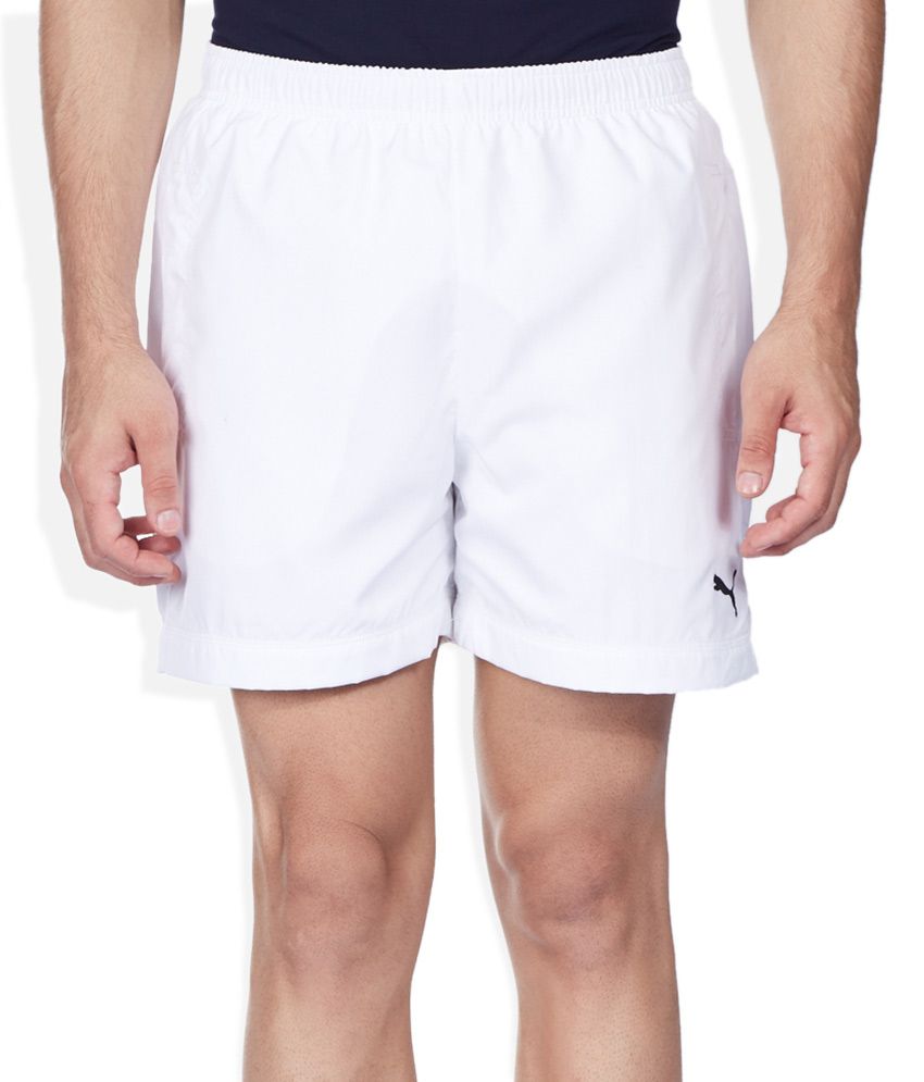 Puma White Solid Shorts - Buy Puma White Solid Shorts Online at Low ...