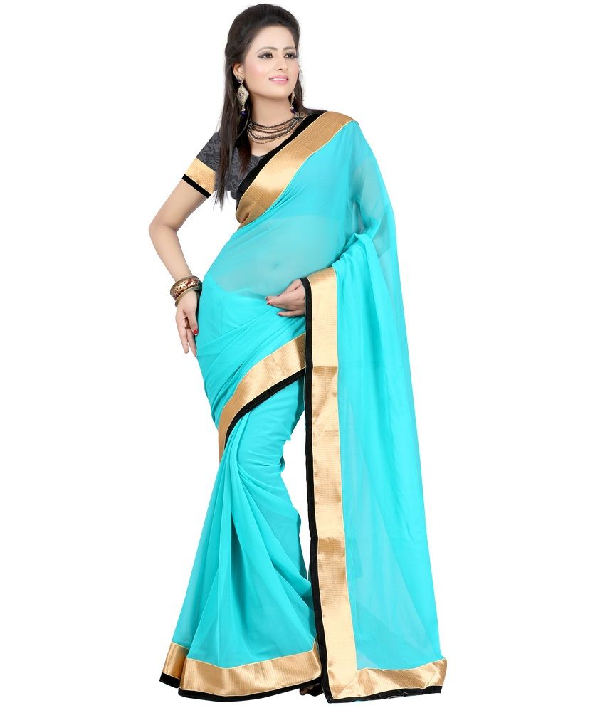 All4ufashion Turquoise Bhagalpuri Silk Saree Buy All4ufashion Turquoise Bhagalpuri Silk Saree