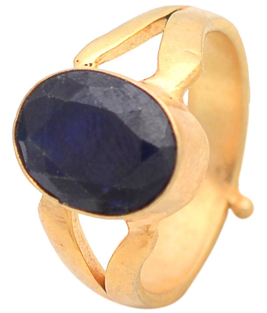 RS Jewellers Natural Neelam Ratna 22kt Gold Plated Ring