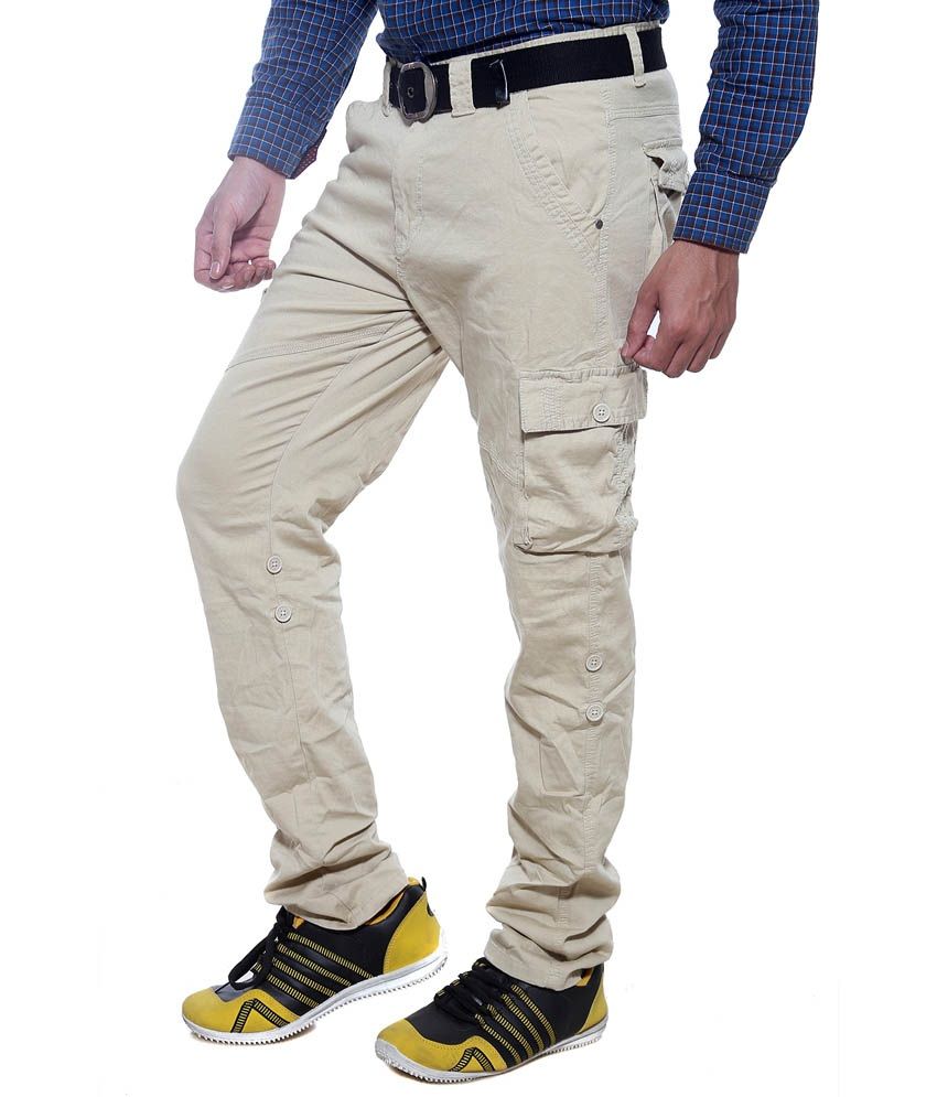 mens beige cargo trousers