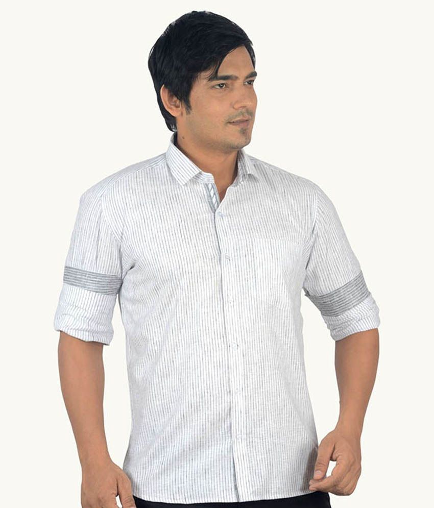 mens white linen blend shirt