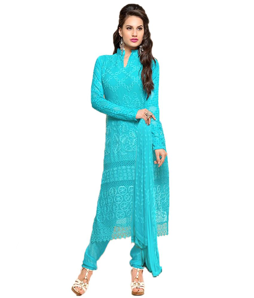 Khantil Blue Chiffon Dress Material Buy Khantil Blue