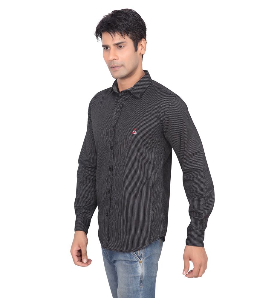 Stoke Black 100 Percent Cotton Slim Fit Stoke Multicolour 100 Percent