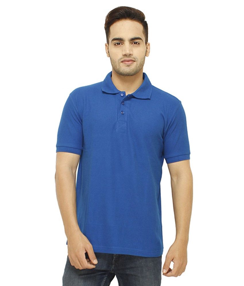 Nice Casual Blue Cotton Blend Polo T-shirts - Buy Nice Casual Blue ...