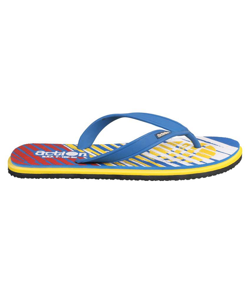 Action Shoes Blue Flip Flops Price in 