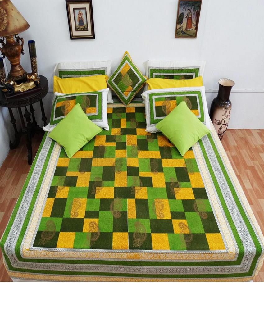 Heritagefabs Anokhi Cotton Double Bed Sheet with 2 Pillow Covers Buy