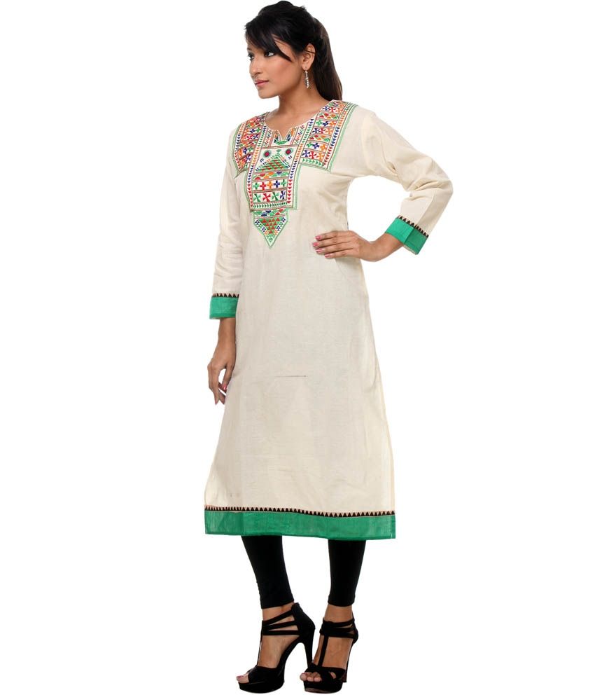  Kanak  Fashion White Cotton Kurti  Buy Kanak  Fashion White 