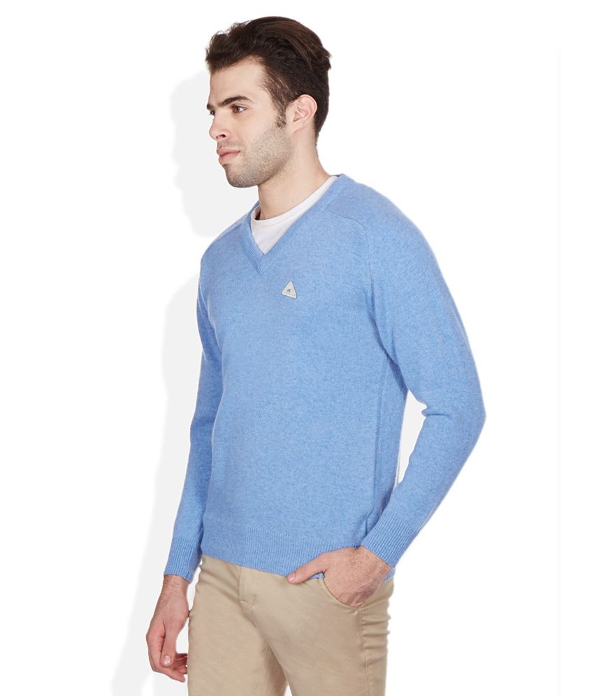 Monte Carlo Blue V-Neck Sweaters - Buy 