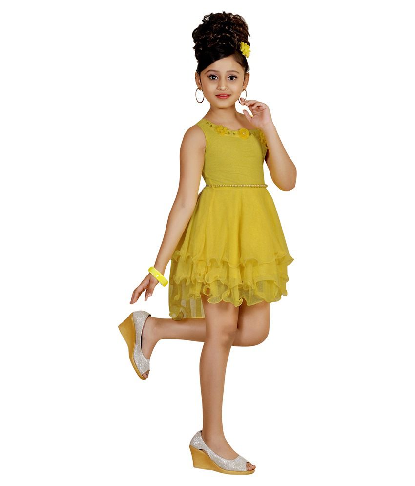 Abhira Yellow Dress For Girls - Buy Abhira Yellow Dress For Girls ...