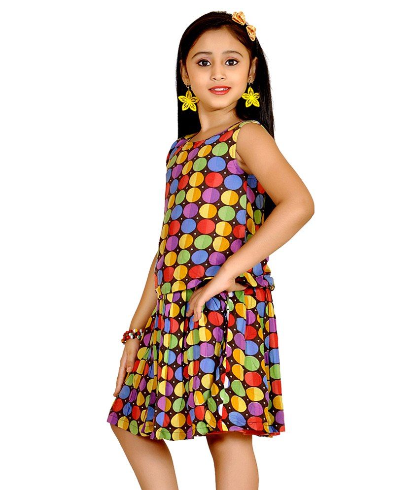 Abhira Multicolour Dress For Girls - Buy Abhira Multicolour Dress For ...