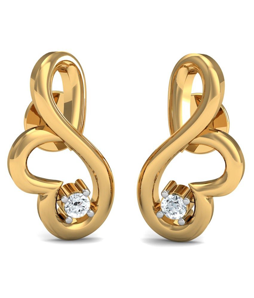 Dishis Designer Jewellery 14k BIS Hallmarked Gold Diamond Studs: Buy ...