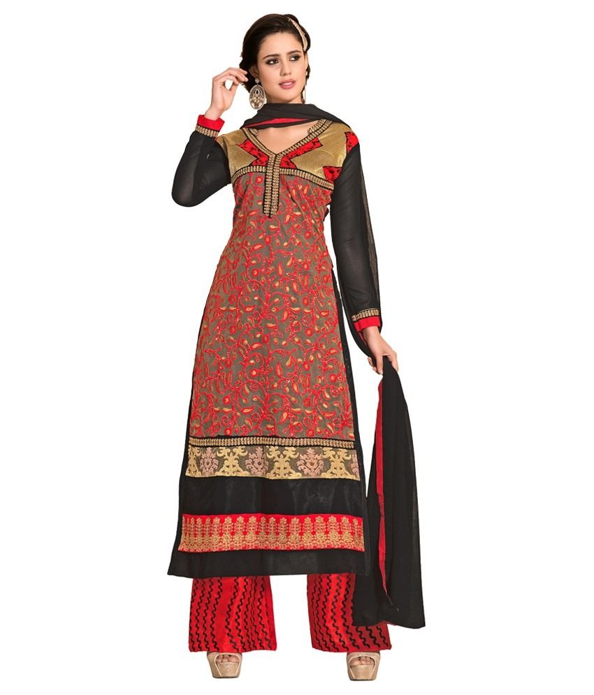 Garg Fashion Multi Pure Georgette Stitched Suit - Buy Garg Fashion ...