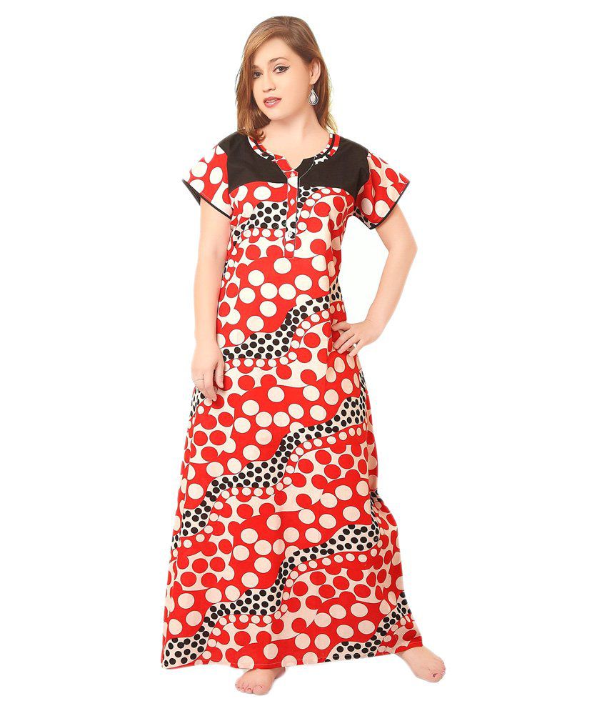 Buy Farry Nightie Red Cotton Nighty Online at Best Prices in India ...