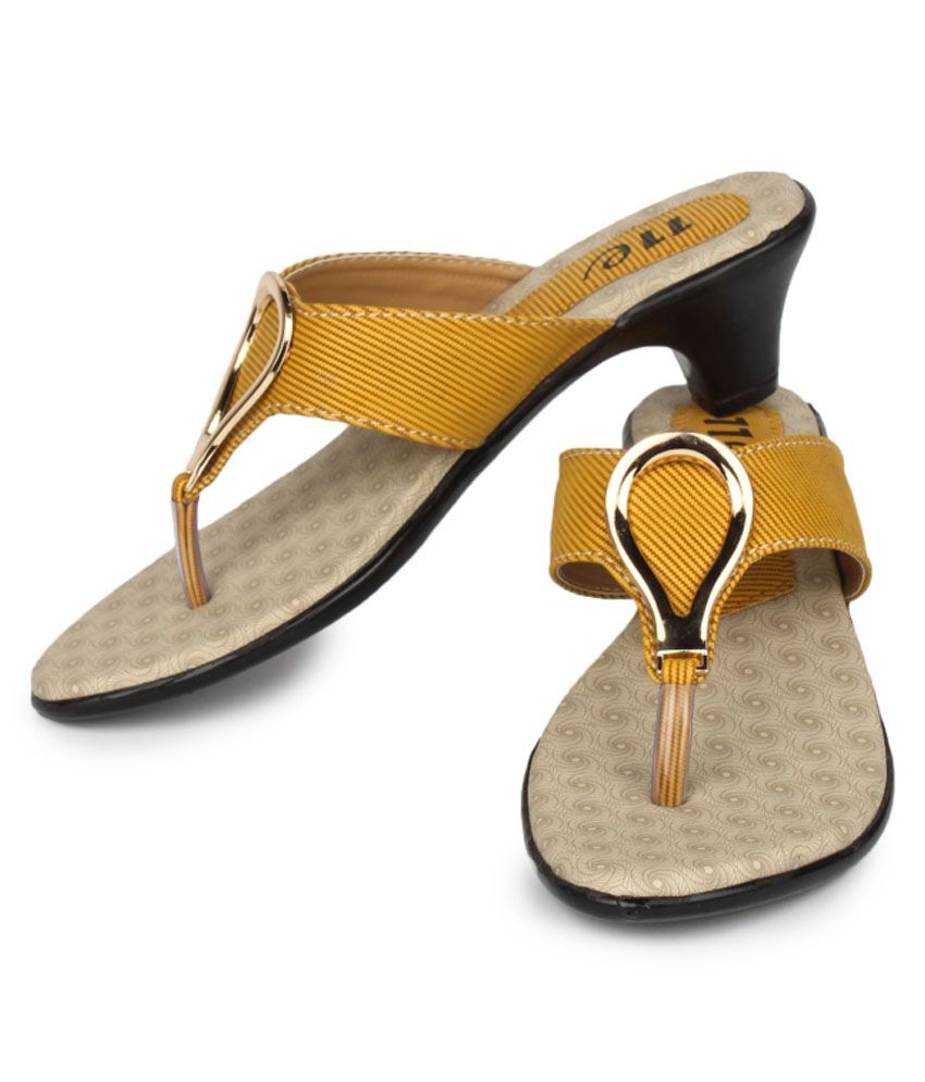 yellow slip on heels