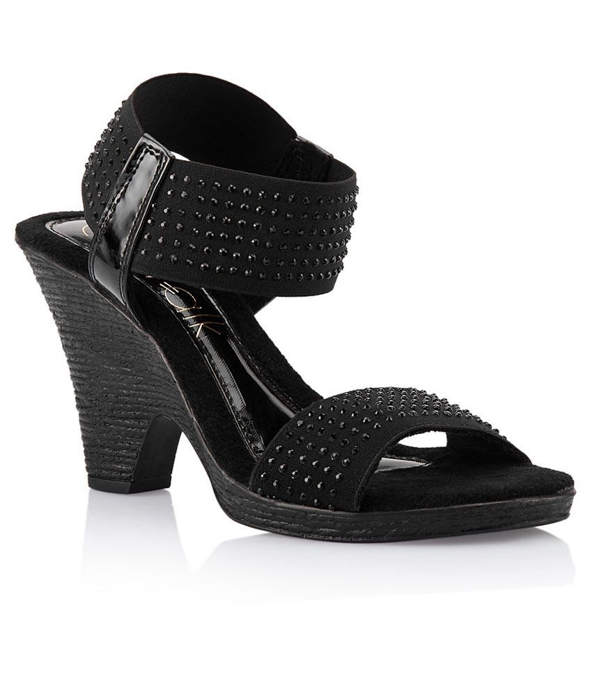 Buy Catwalk Black Cone Heeled Sandals 
