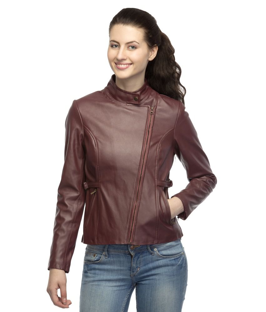 Buy Lambency Maroon Pu Leather Jackets Online at Best Prices in ...