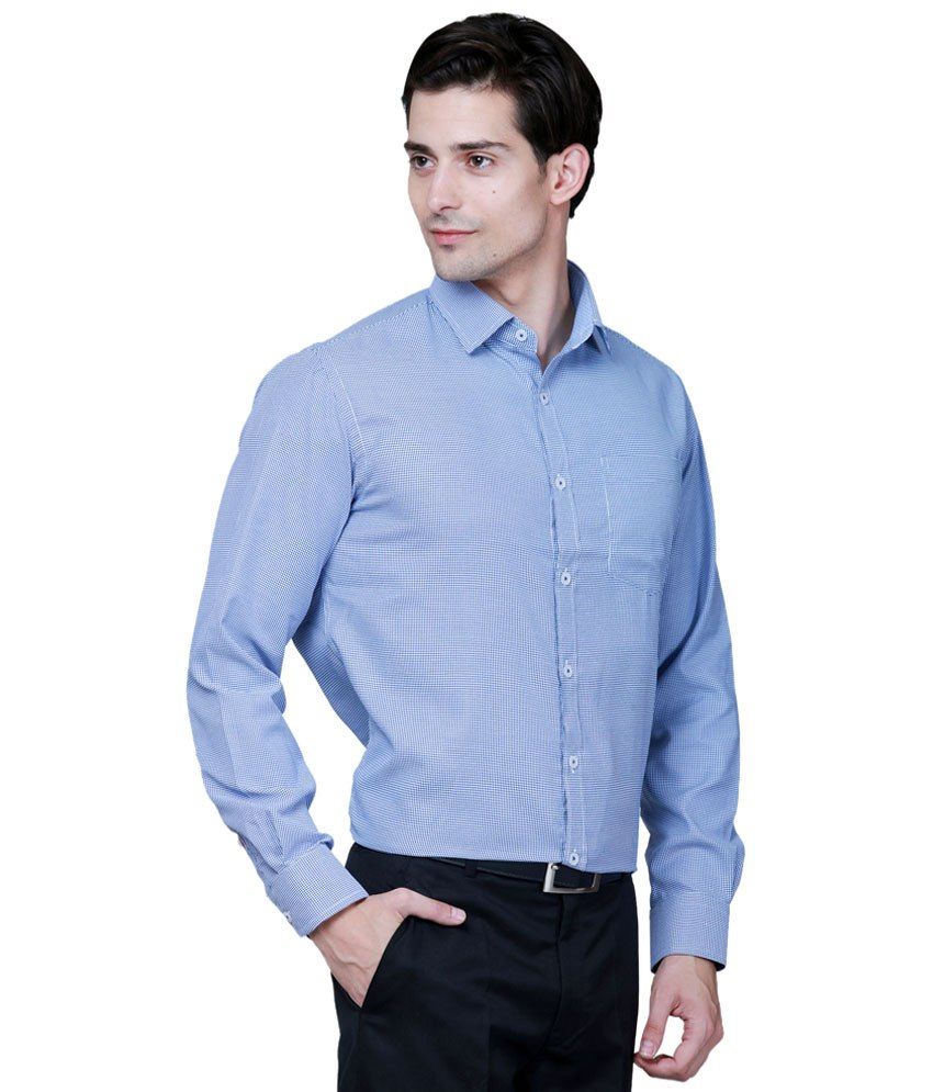 Grasim Classic Blue Printed Full Sleeve Formal Shirt for Men - Buy ...