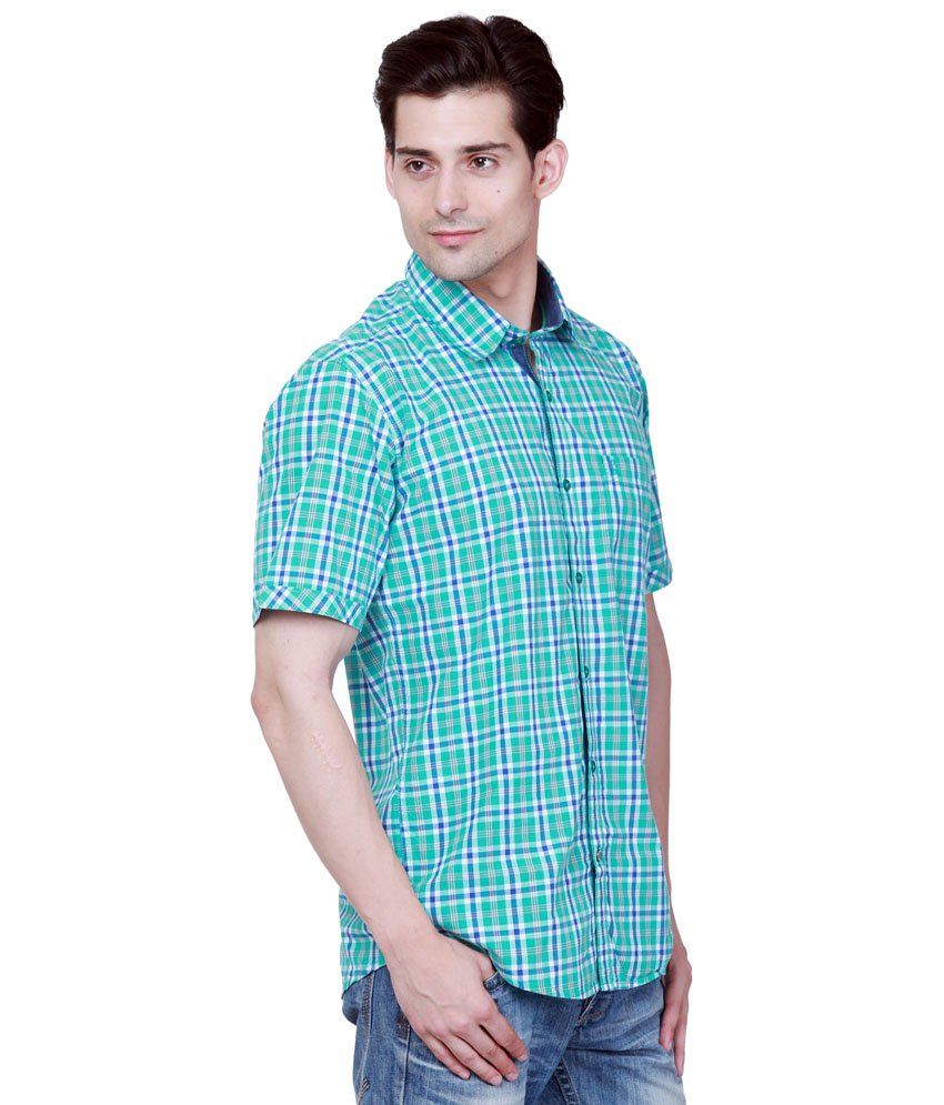 Grasim Magnificent Green & Blue Checkered Half Sleeve Casual Shirt for ...