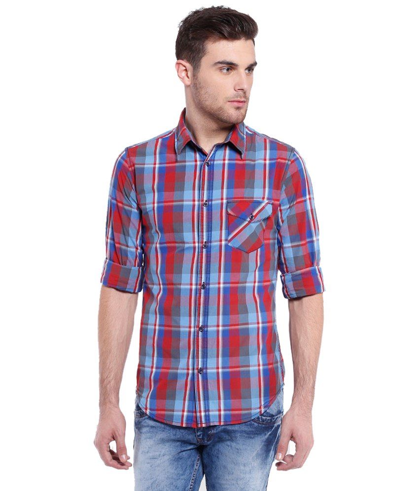 Vintage Red & Blue Checkered Casual Shirt for Men - Buy Vintage Red ...