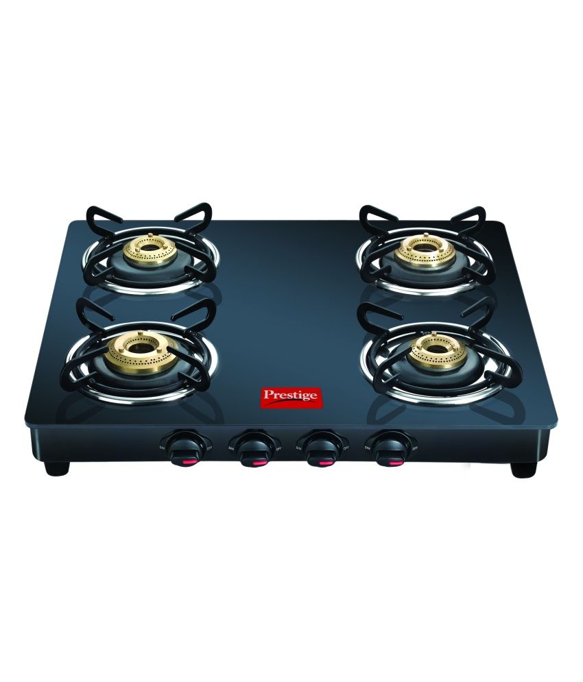 Prestige Marvel Plus Black 4 Burner Glass Manual Gas Stove Price