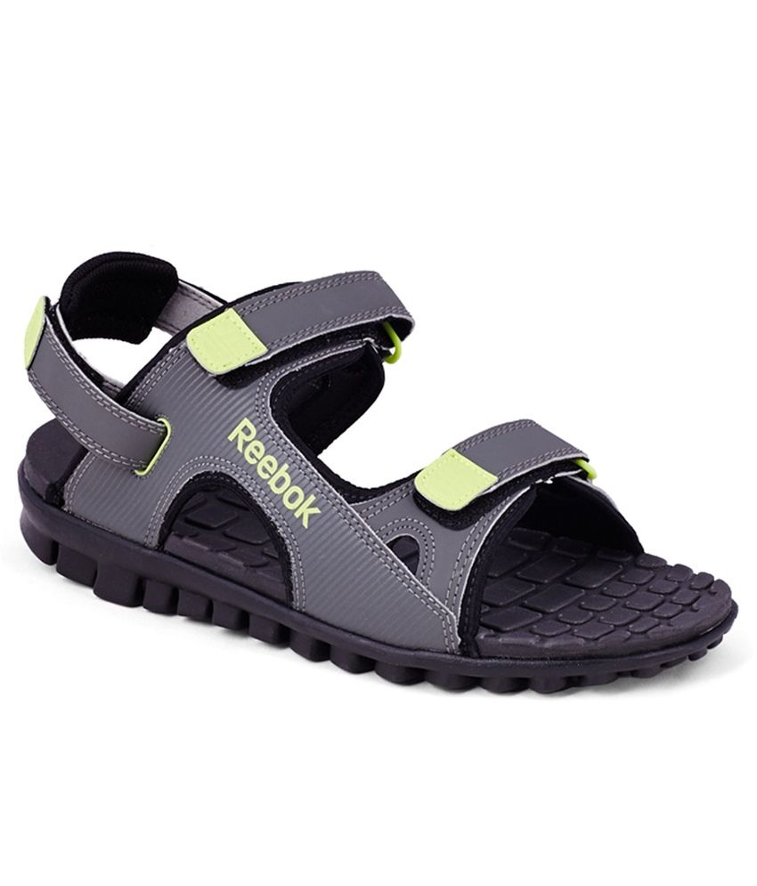reebok gray floater sandals