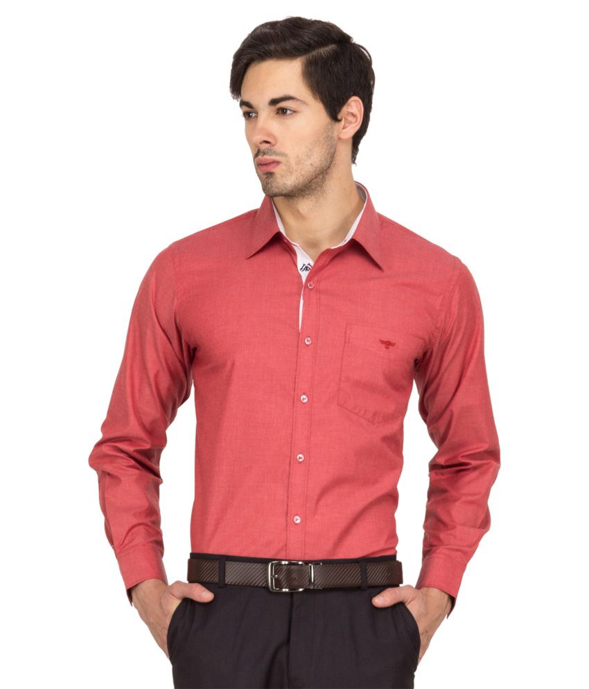 Logo Apparel Red Blended Cotton Formal Shirt - Buy Logo Apparel Red ...