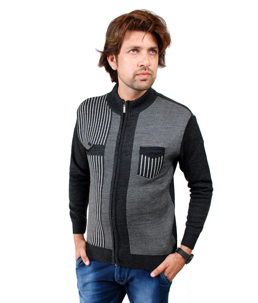 Dignity Clothing Gray Acrylic Front Open Argyle Sweater Buy Dignity