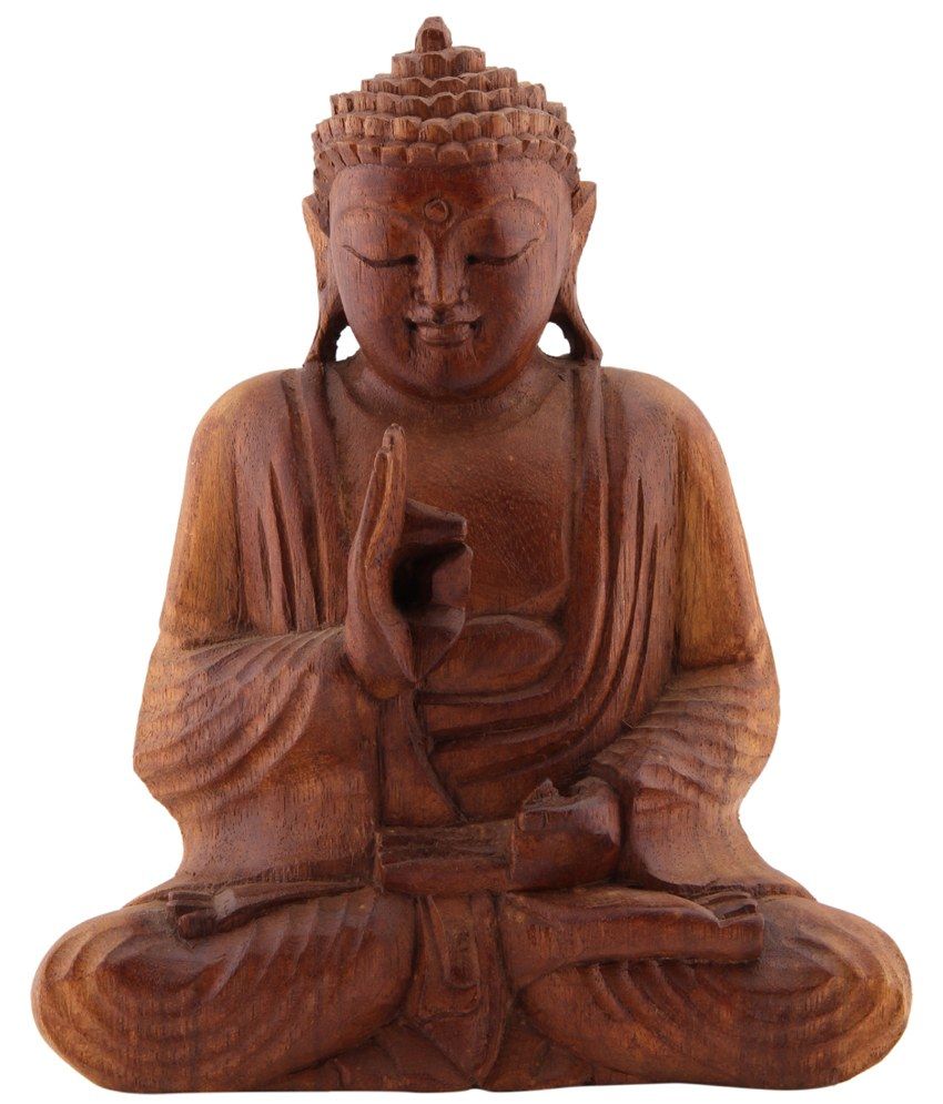 Furncoms Brown Wooden Buddha one hand Completed C F Religious Idols ...