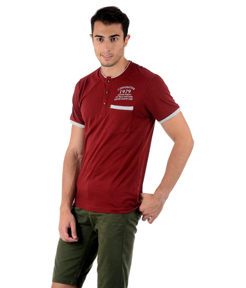 maroon henley t shirt