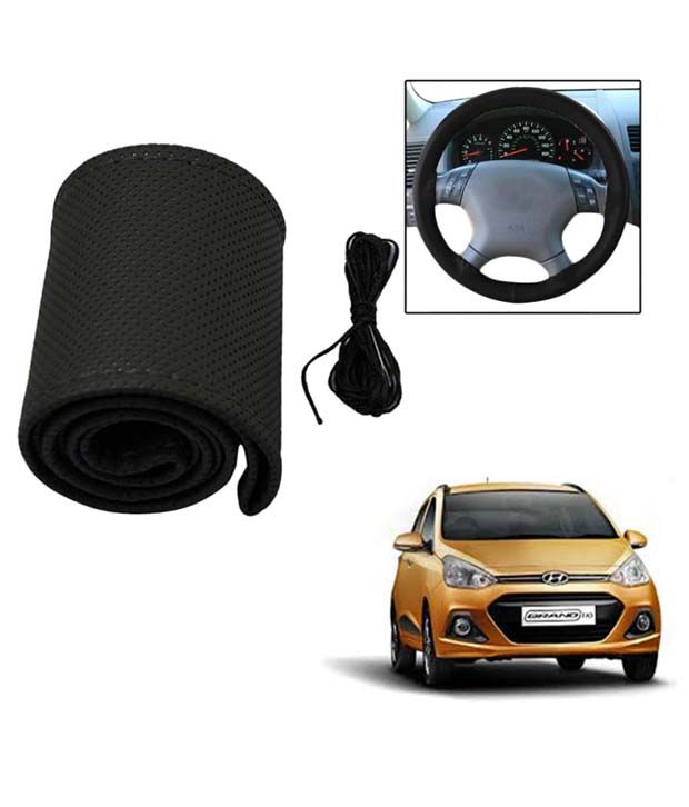 Allure Auto Black Leather Car Steering Cover For Hyundai Grand I10 Buy