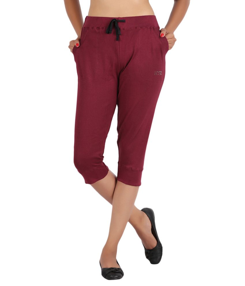 Buy Notyetbyus Maroon Cotton Capris Online at Best Prices in India ...