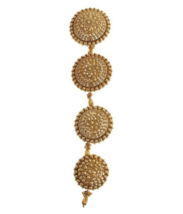 Much More Traditional Design Round Shape Gold Plated Hair Pin For