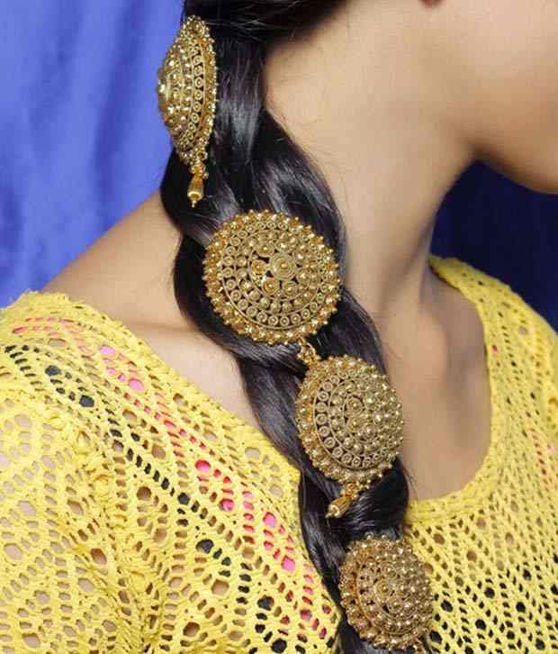 Much More Traditional Design Round Shape Gold Plated Hair Pin For